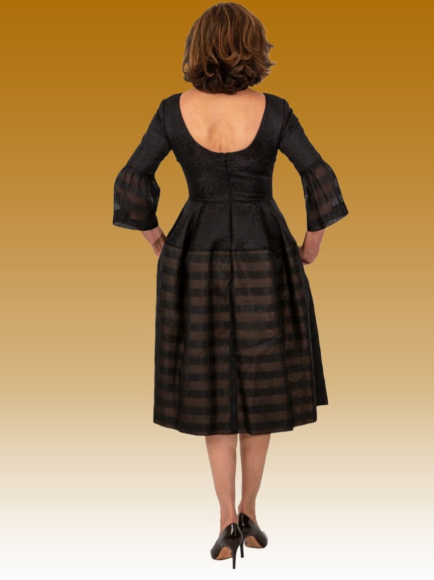 Evening Dress In Cotton Black Brocade 2