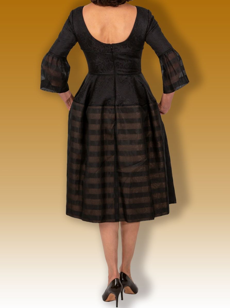 Evening Dress In Cotton Black Brocade 3