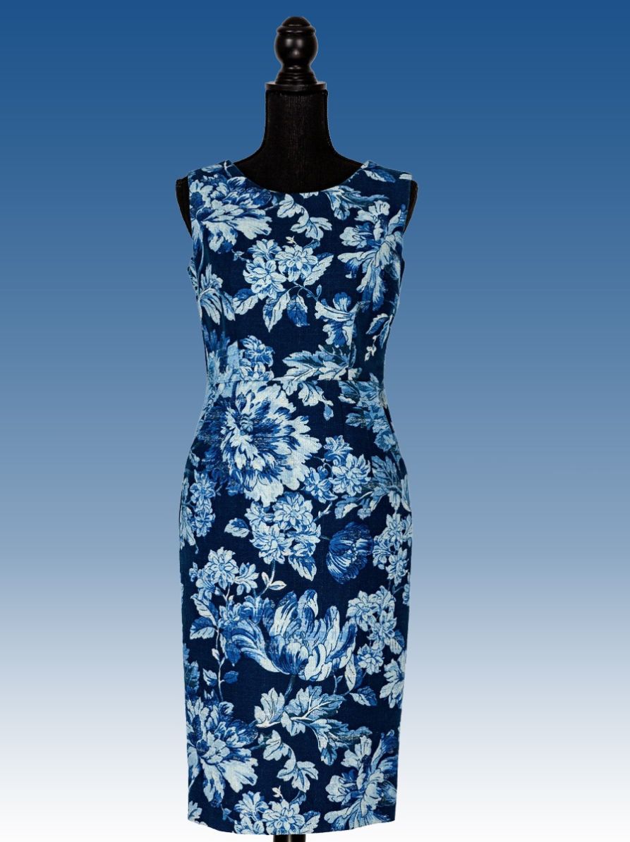 Cocktail Dress Blue With Floral 2