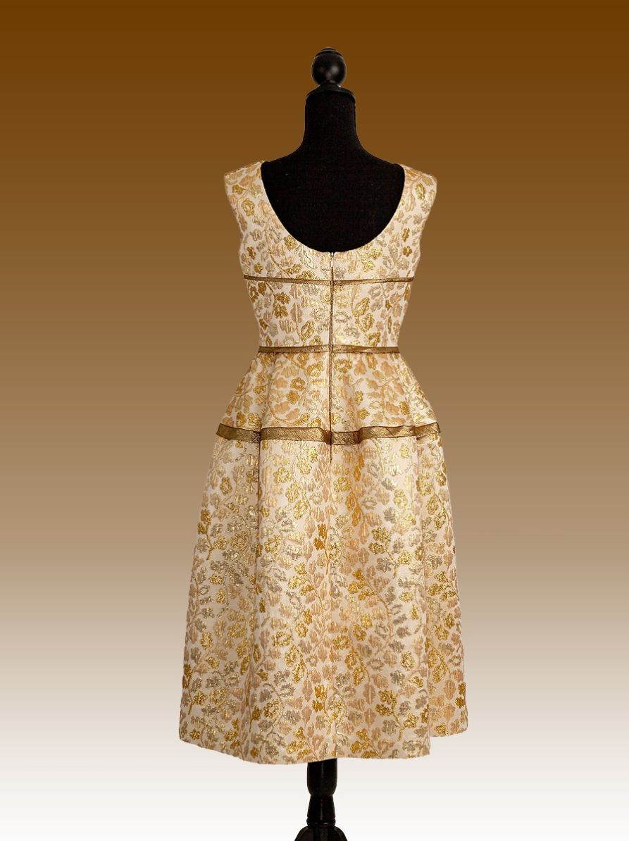 Evening Dress Dolce & Gabbana Golden Flowered Fabric 2