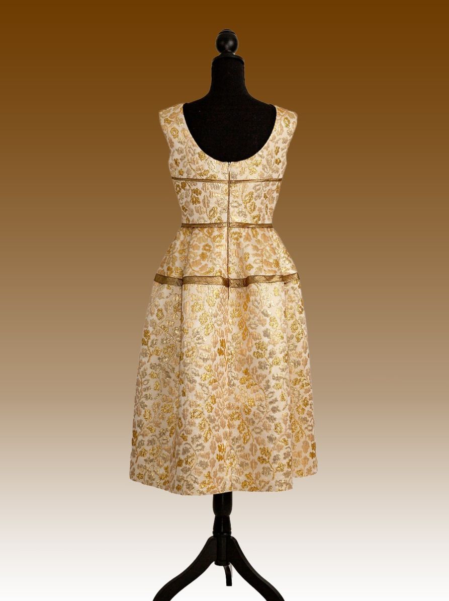 Evening Dress Dolce & Gabbana Golden Flowered Fabric 3