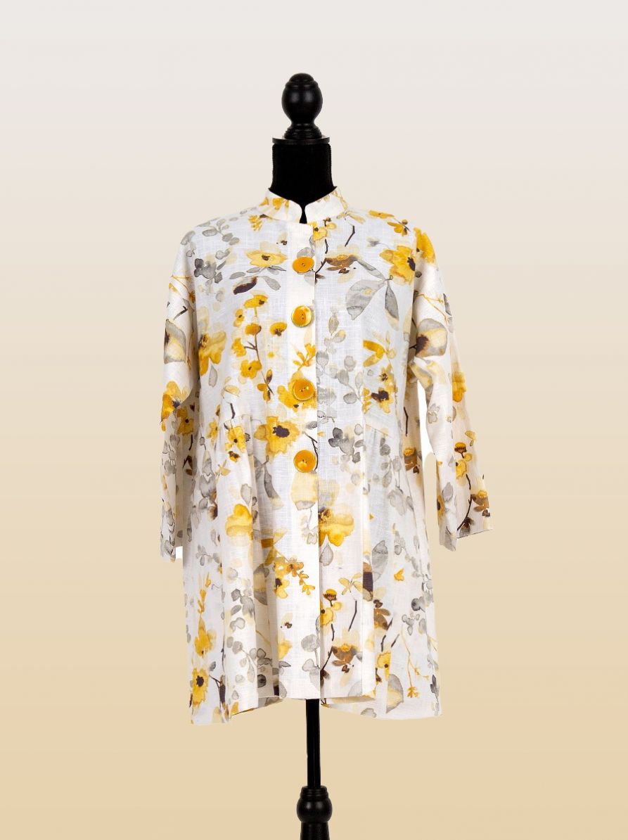 Lea, first love  French Yellow Floral Patterned Linen 1