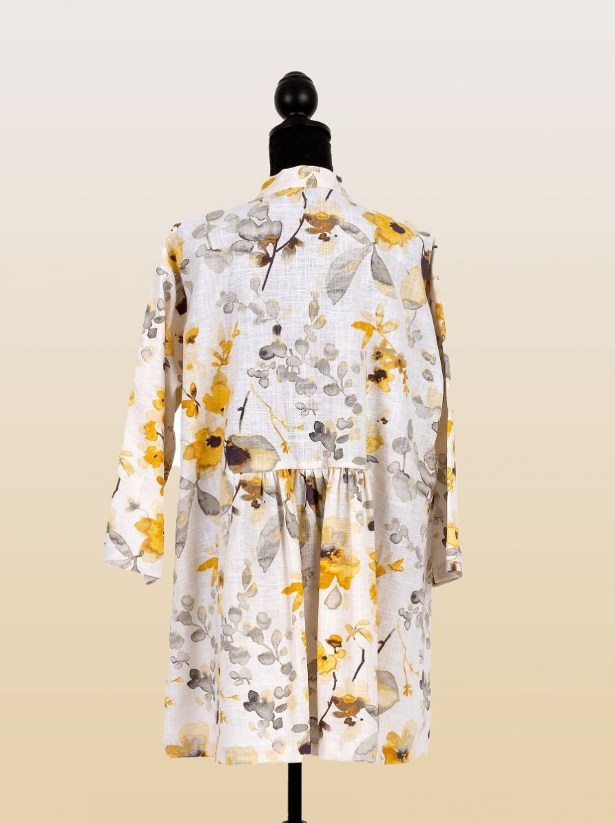 Lea, first love  French Yellow Floral Patterned Linen 3