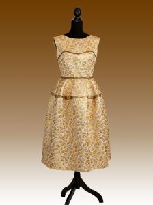 Evening Dress Dolce & Gabbana Golden Flowered Fabric 1