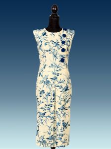 Lily, Romantic Casual Dress, Unique Design, In French Linen Fabric With Flowers 1