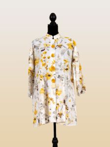 Lea, first love  French Yellow Floral Patterned Linen 1