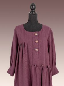 Lea, Purple love Lithuanian Soft Purple Linen, With Floral Linen Buttons 1