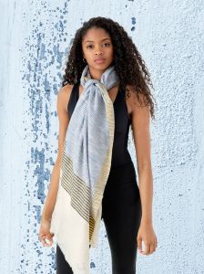 Pashmina Scarf- woven herringbone pattern and raw edge of this scarf 1